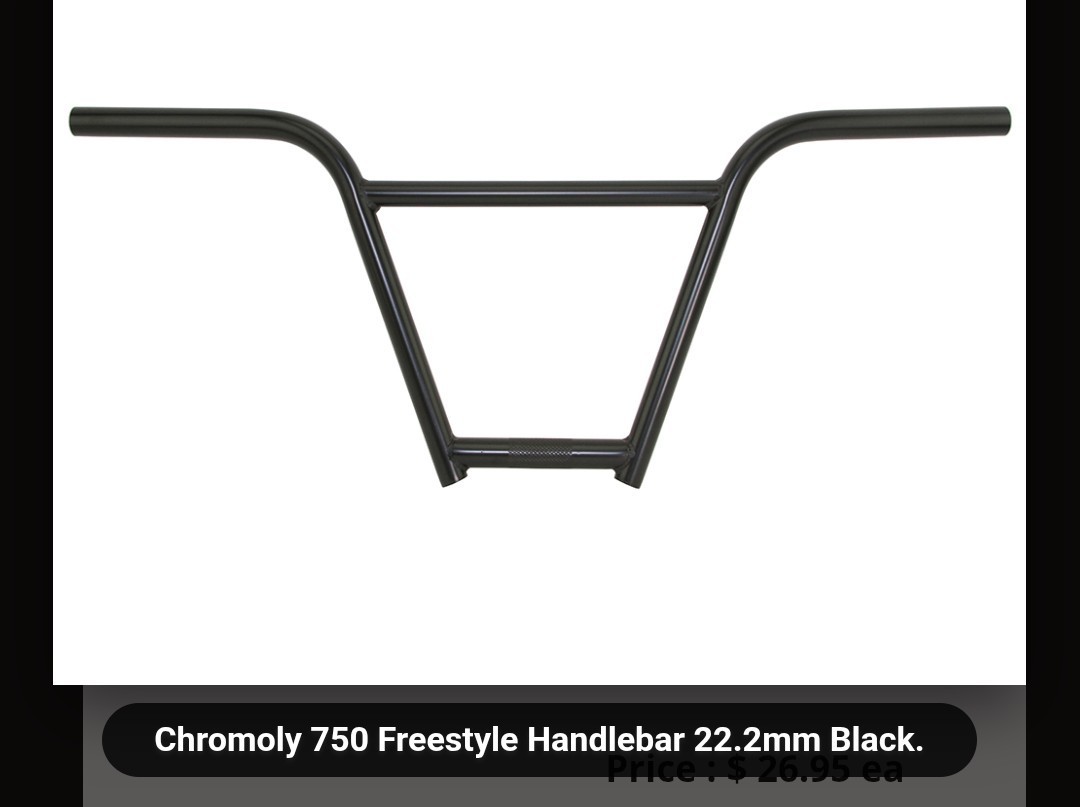BLACK CHROMOLY BMX BICYCLE HANDLEBARS 22.2 , FREESTYLE BICYCLES ,11 & 1/2″ RISE