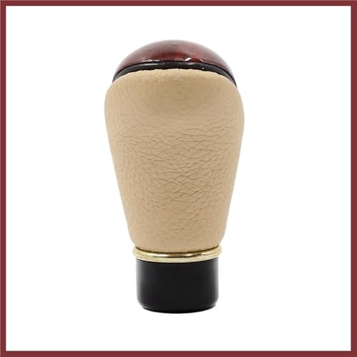 Faux Leather 5 Speed Gear Shift Knob Brown Beige for Manual Car Replace Parts