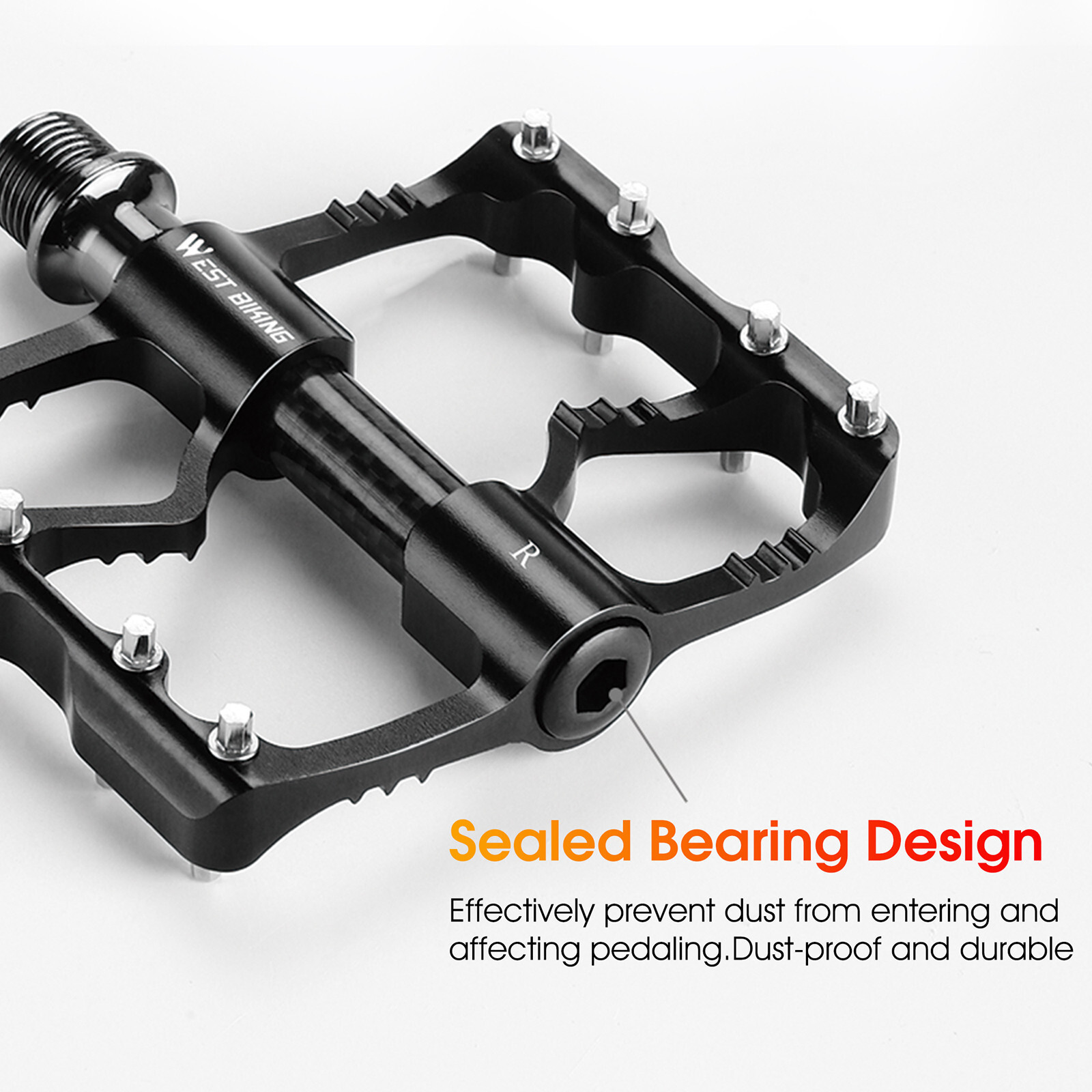 WEST BIKING Bicycle Pedals Road Bike Carbon Fiber 3 Bearings Aluminum Pedals