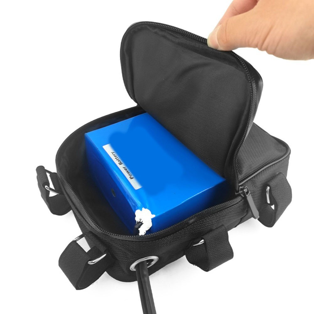 Electric Bicycle Battery Bag with Cable Management and Secure Frame Attachment