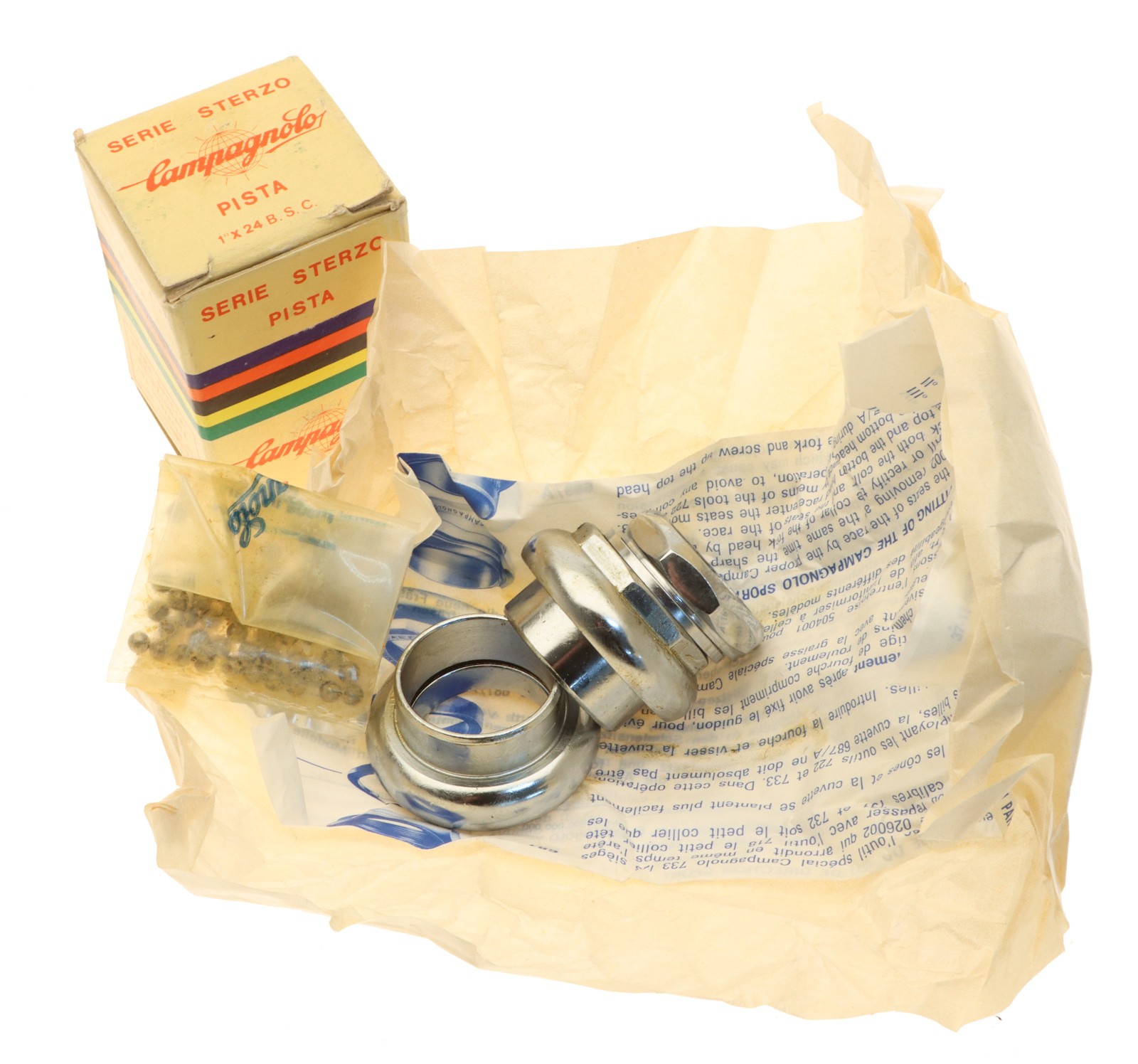Campagnolo Nuovo Record Pista Headset 1″ British Threaded Silver Track NOS NEW