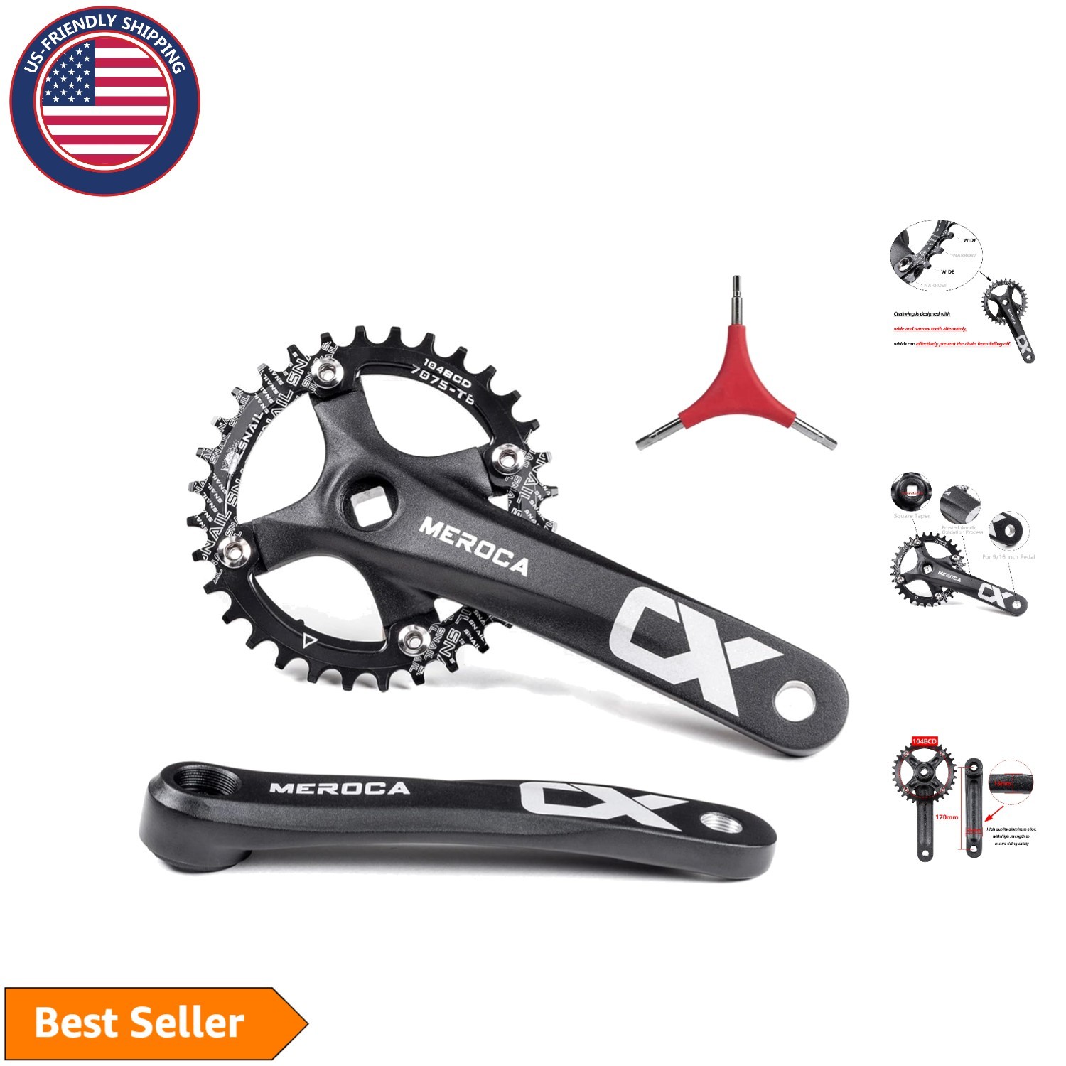 Lightweight 170mm Mountain Bike Crankset – Exceptional Durability and Style