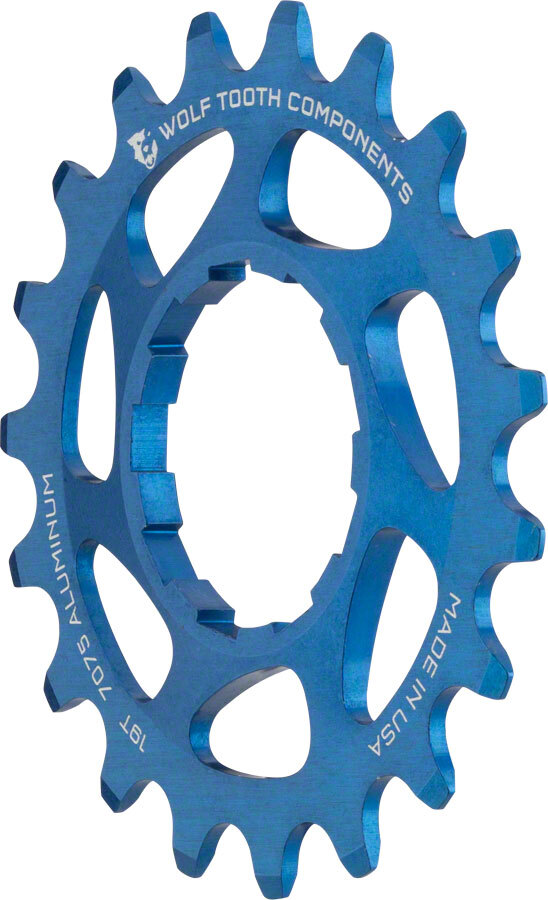 Wolf Tooth Single Speed Aluminum Cog – 19t, Compatible with 3/32″ Chains, Blue