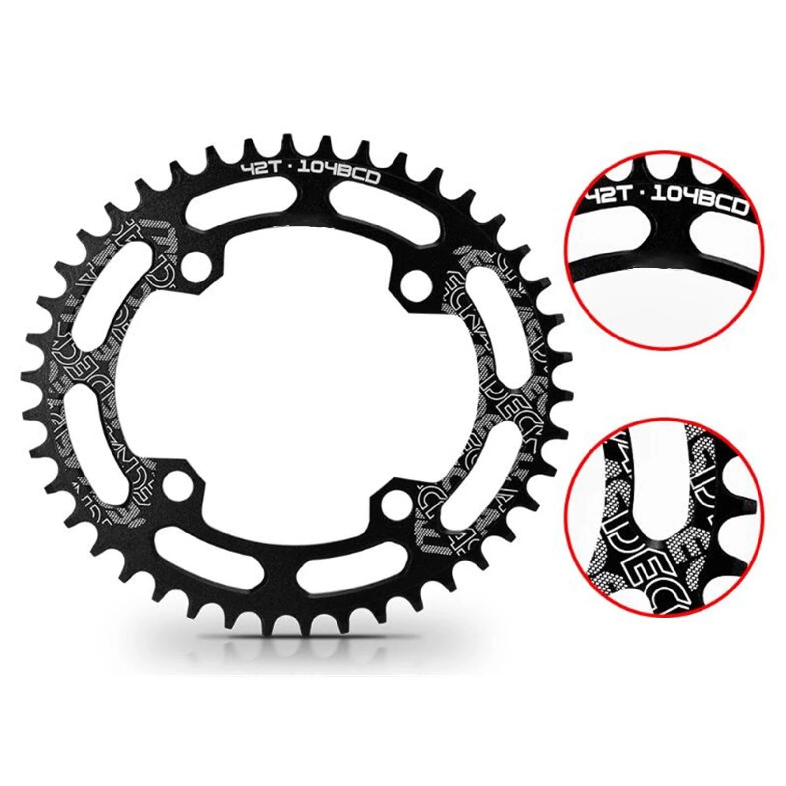 Deckas BCD104mm MTB Bike Chaining Ring 34T Narrow Wide Round Oval Chain Ring