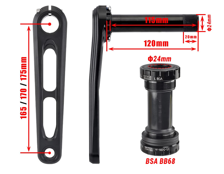 165mm/170mm Ultralight Road Bike Crank Bicycle Crankset Double Chainring 50-34T