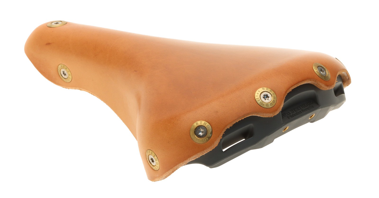 Gilles Berthoud Marie Blanque Saddle Steel Rails Hard Leather Natural NEW NOS