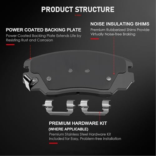 D1421 D1275 Front Rear Ceramic Brake Pads Kits 8pcs Front[D1421] + Rear[D1275]