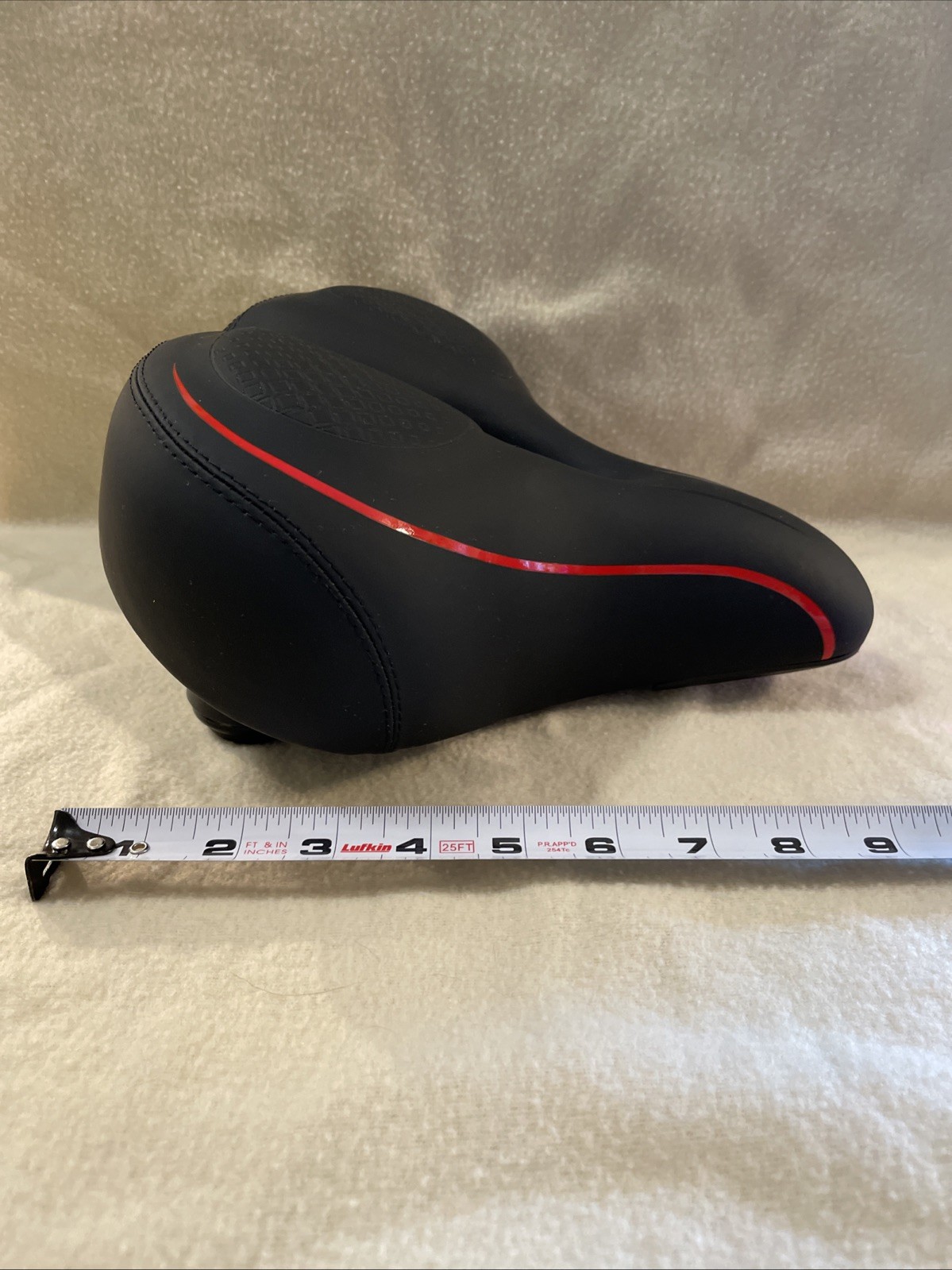 Wide Comfort Peloton Bicycle Saddle Seat Black Red Synthetic Steel New w/o Tags