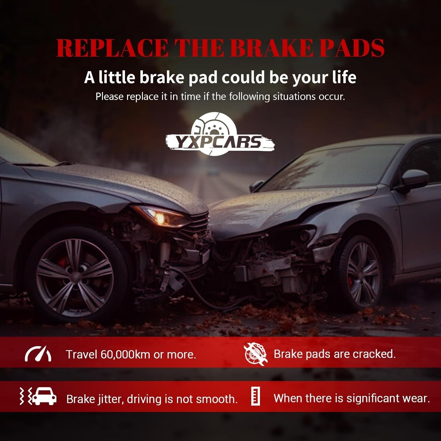 Front and Rear Ceramic Disc Brake Pads Set Replacement for Kia