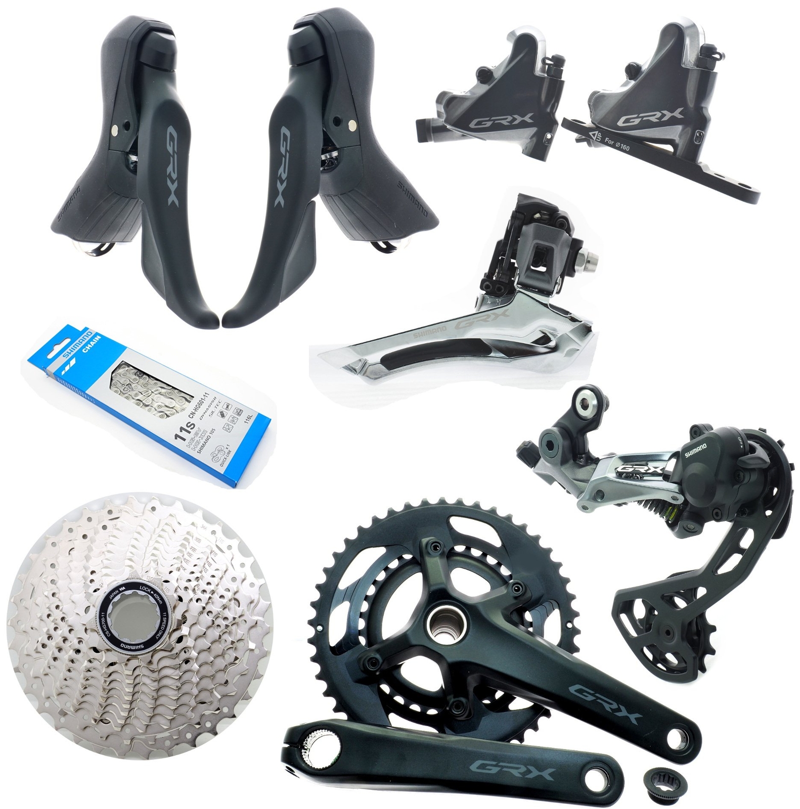 Shimano GRX 2×11 FD/RD-RX810 FC/ST-RX600 46/30T CS-HG700 11-34 165mm GroupSet
