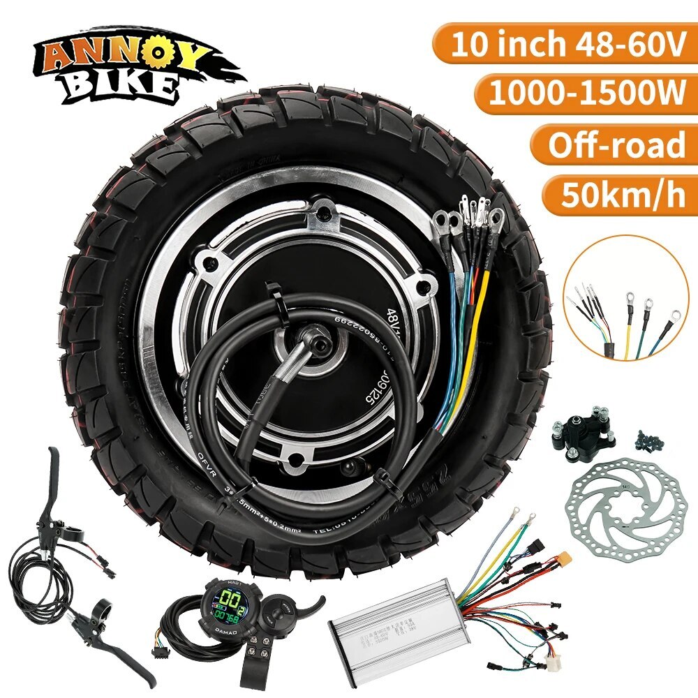 10 inch Hub Motor Kit 48v-60v 1000w 1200w 1500w Off-road Tire 30A Controller Set