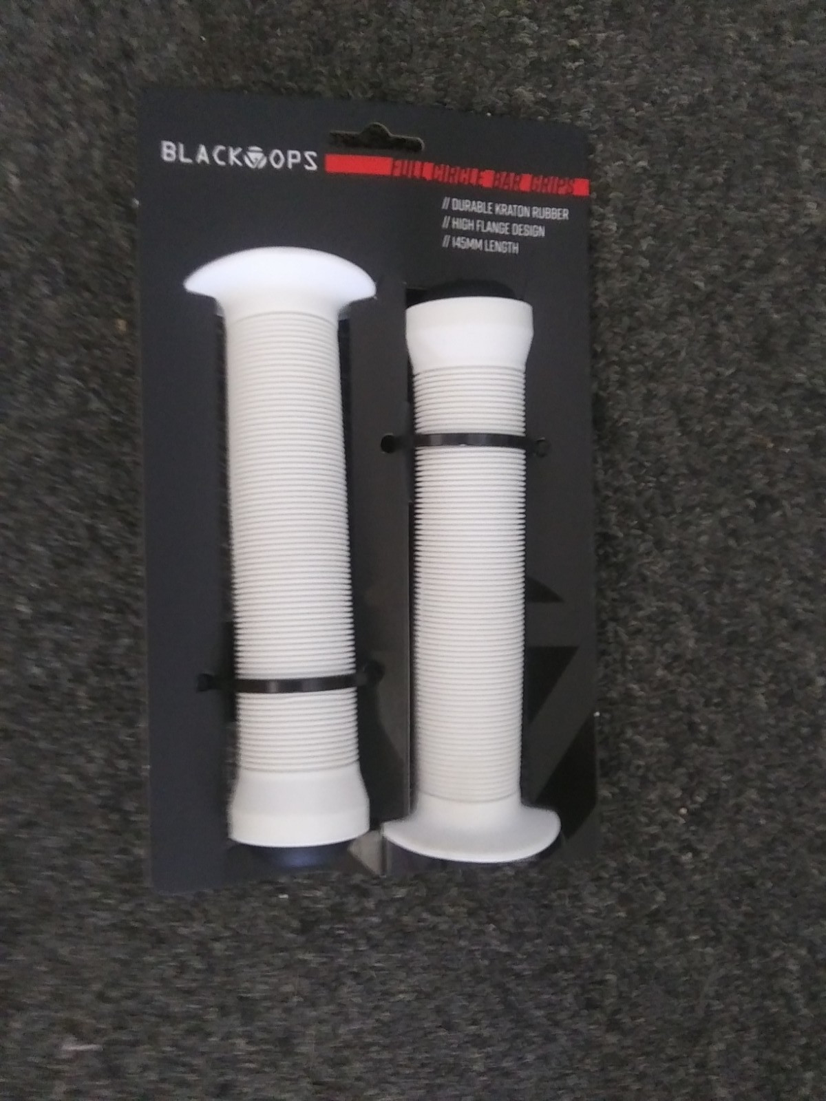 black ops bmx grips with end caps small flange. white