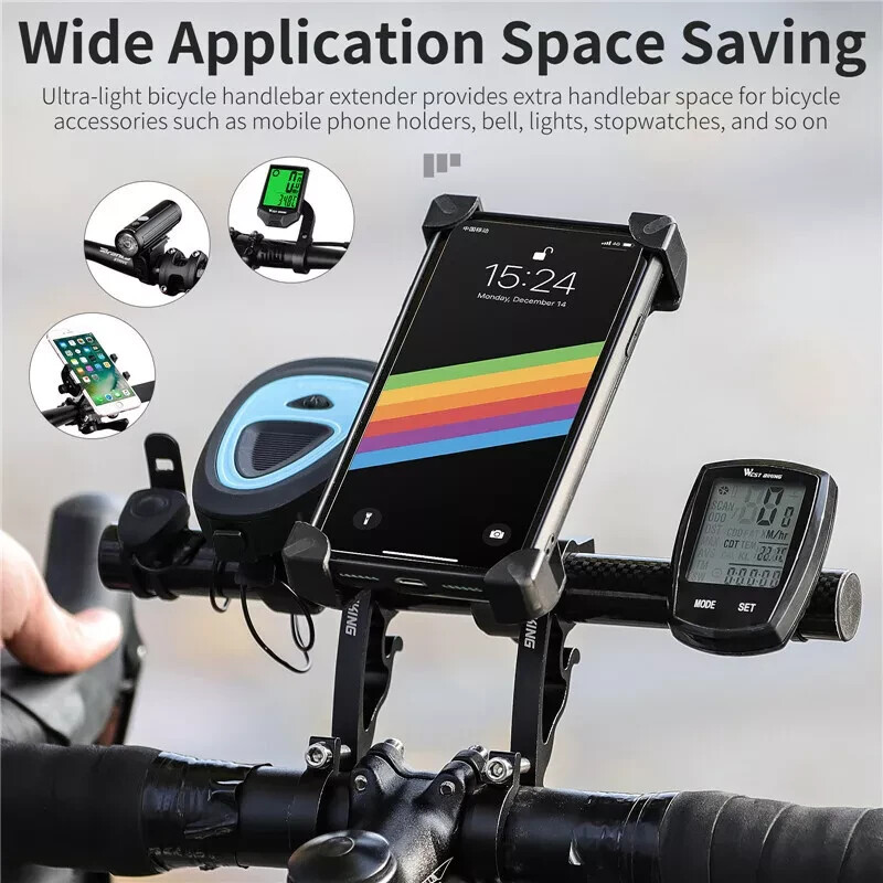 West Biking Bicycle Handlebar Extender Carbon Fiber Double Clamp Mount 18-35mm