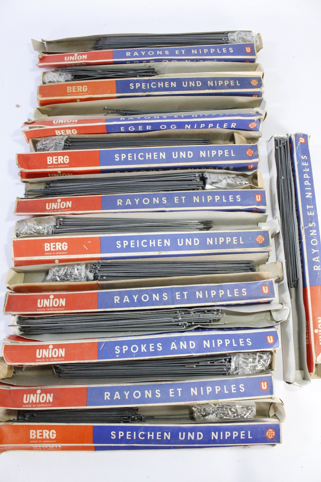 (11) Berg Union Bike Spokes/Nipples Boxes Assorted Sizes NOS 1980s Germany
