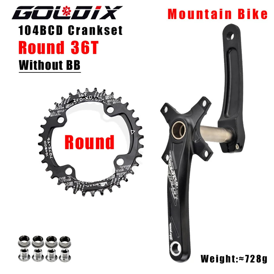 104BCD MTB Bicycle Crankset 170mm Crank 32T 34T 36T 38T Plate Chainring with BB