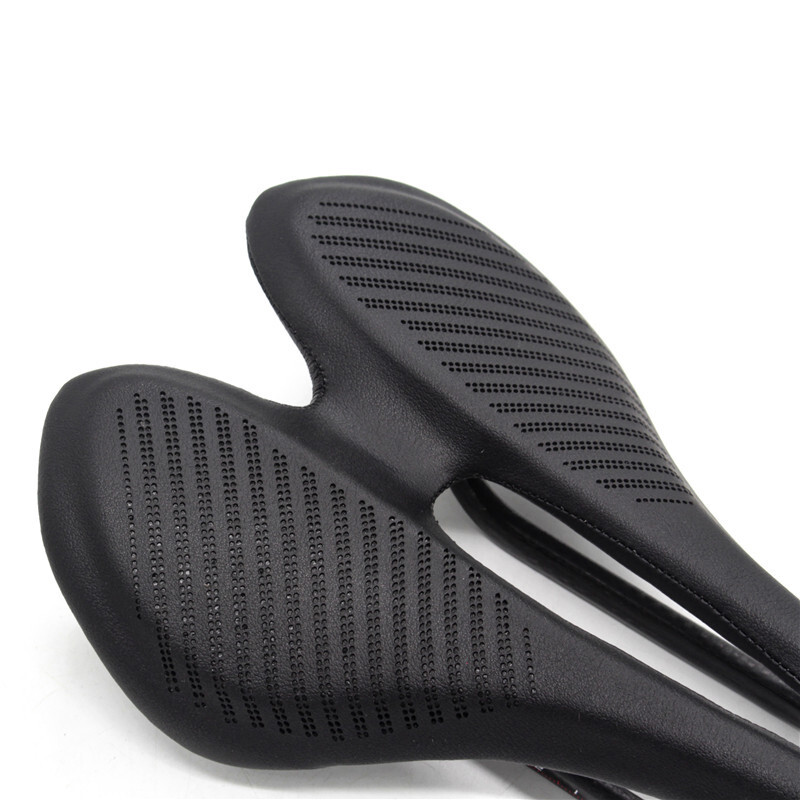 Black Bicycle Saddle Carbon Fiber Leather MTB Road Bike Seat 270*143mm Oval Rail