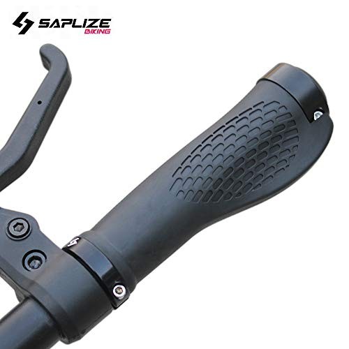 Bike Handlebar Grips, Multi Black, Black Rings, With Aluminium End Caps