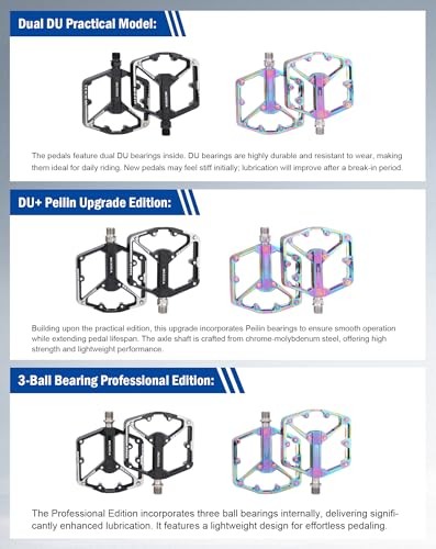 High-Performance Bicycle Pedals – CNC Aluminum Alloy Dual DU Bushings Black