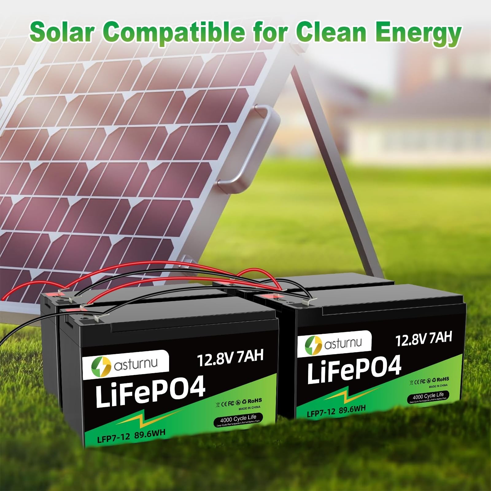 12V 7Ah(8Ah) Lithium LiFePO4 Battery (2 Packs), 4000+ Deep Cycle Lithium Iron…