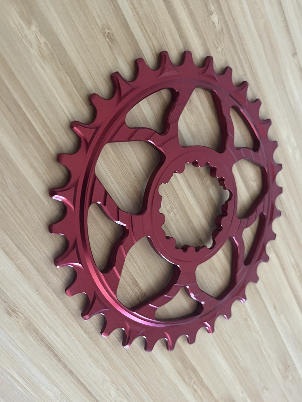 5Dev 7075 Classic Chainring – 32t, 3mm Boost, 3-Bolt SRAM Direct Mount, Red