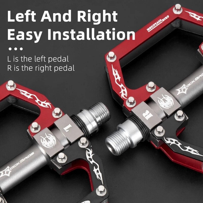 ROCKBROS Bike Platform Pedals Bicycle Flat Pedals Aluminum Alloy Anti-slip 9/16”