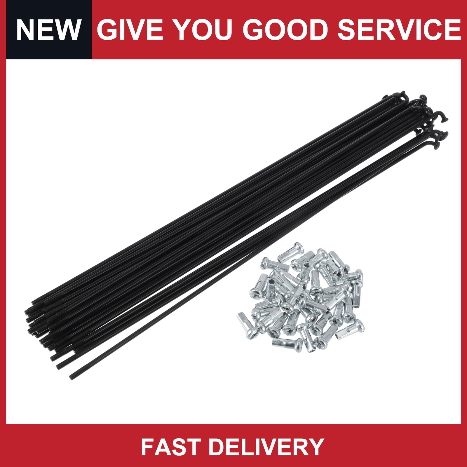 1 Set 13G 225mm Length Bicycle Spokes Nipple 45 Steel Black Universal New