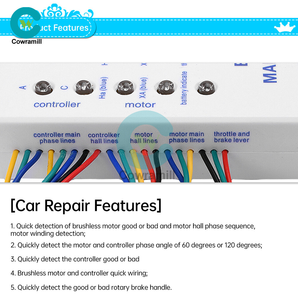 24V/36V/48V/60V/72V Electro Car E-bike Scooter Brushless Motor Controller Tester