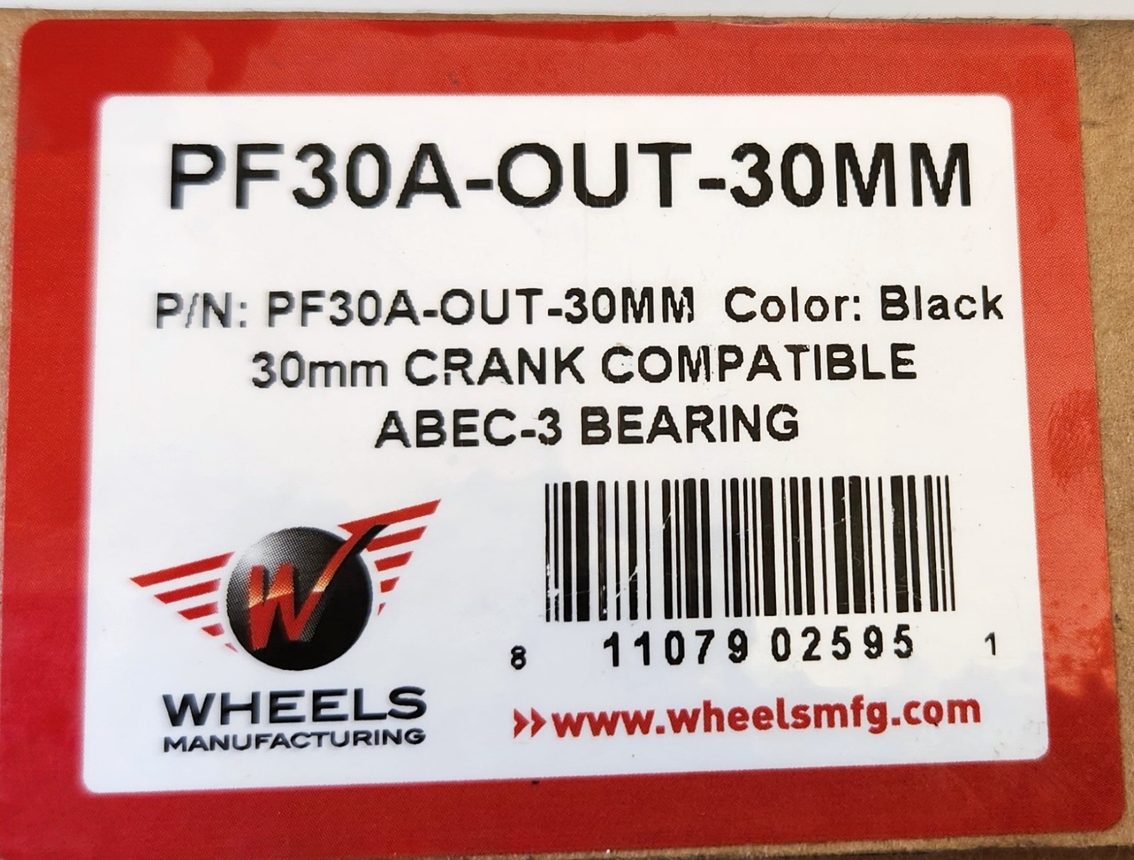 NEW Wheels Mfg PF30A-OUT-30MM Outboard ABEC3 Bicycle Bottom Bracket Cannondale