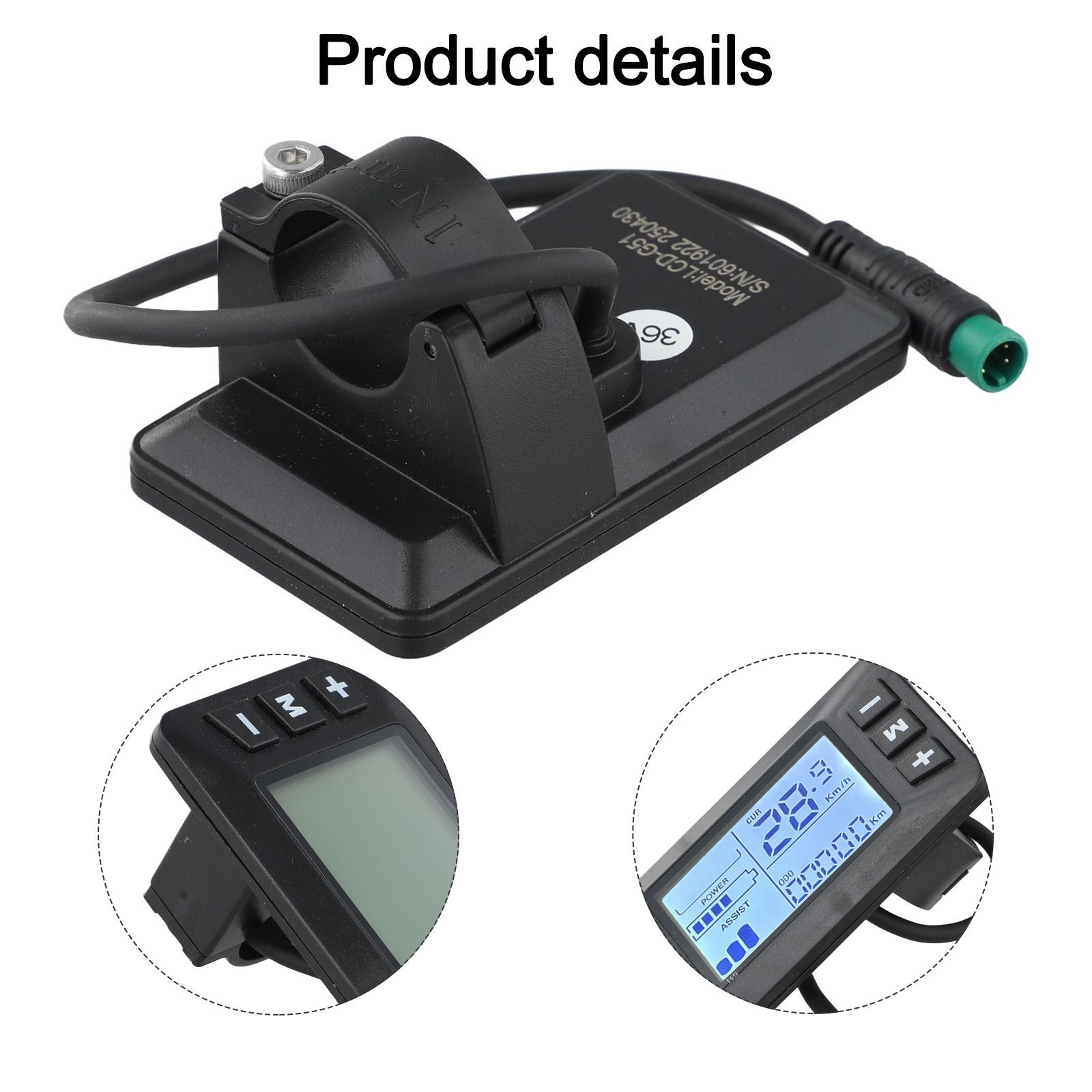 E Bike LCD Display DC 24V 36V 48V with Waterproof Cable and Clear Metrics New