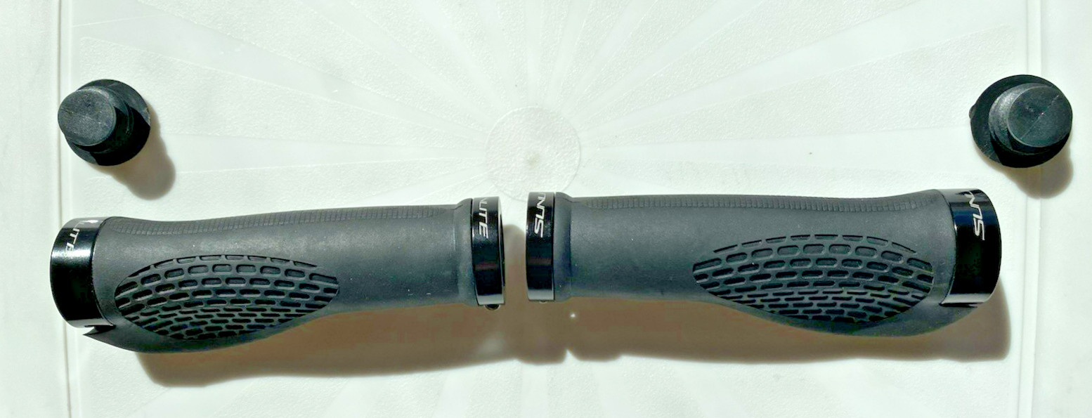Pack of 2 Ergonomic Bike Grip Handles, Black With End Caps, Durable & Quality.