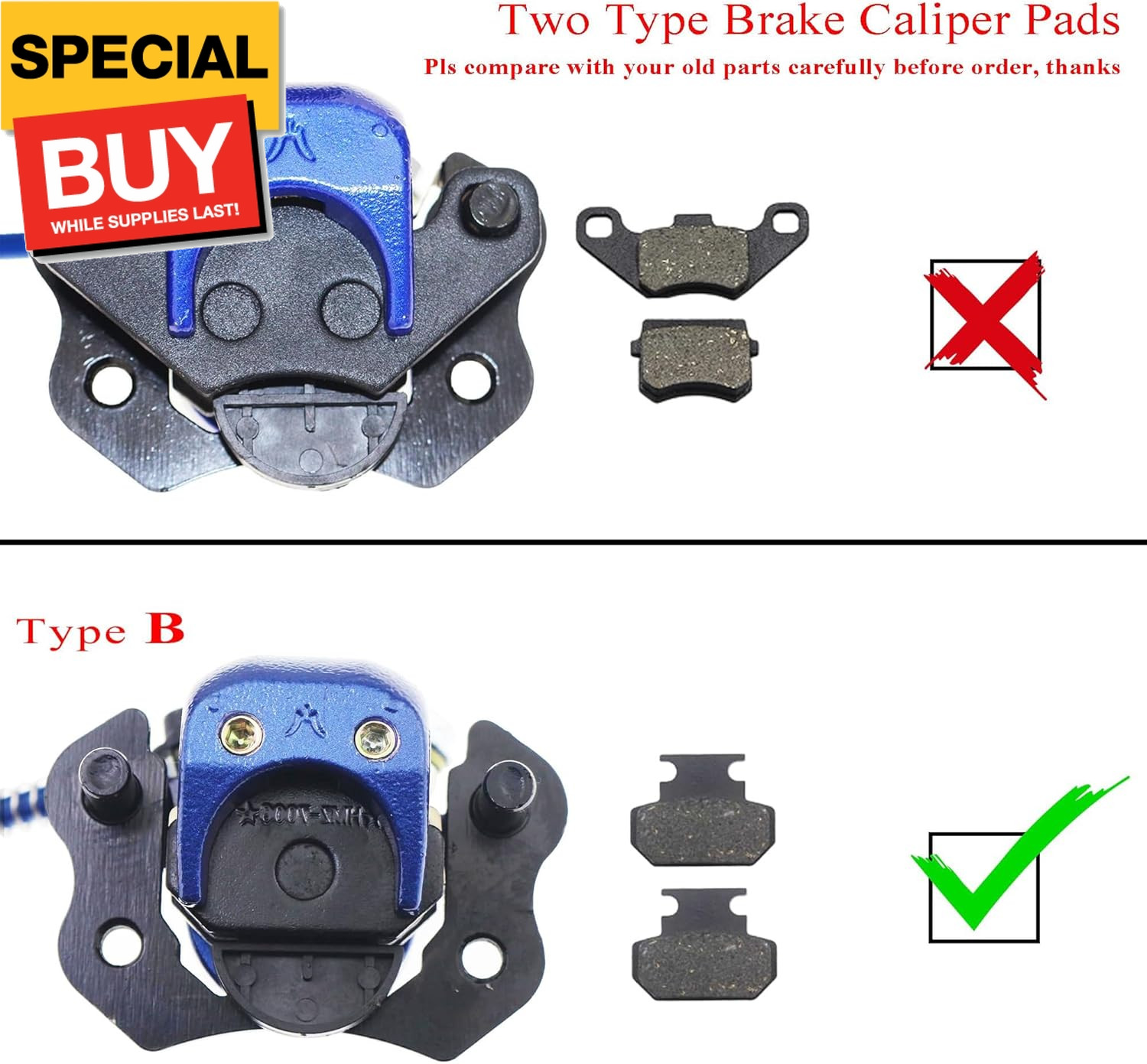 Hydraulic Front Disc Brake Caliper System + 158mm Disk Brake Rotor for 50cc 70cc