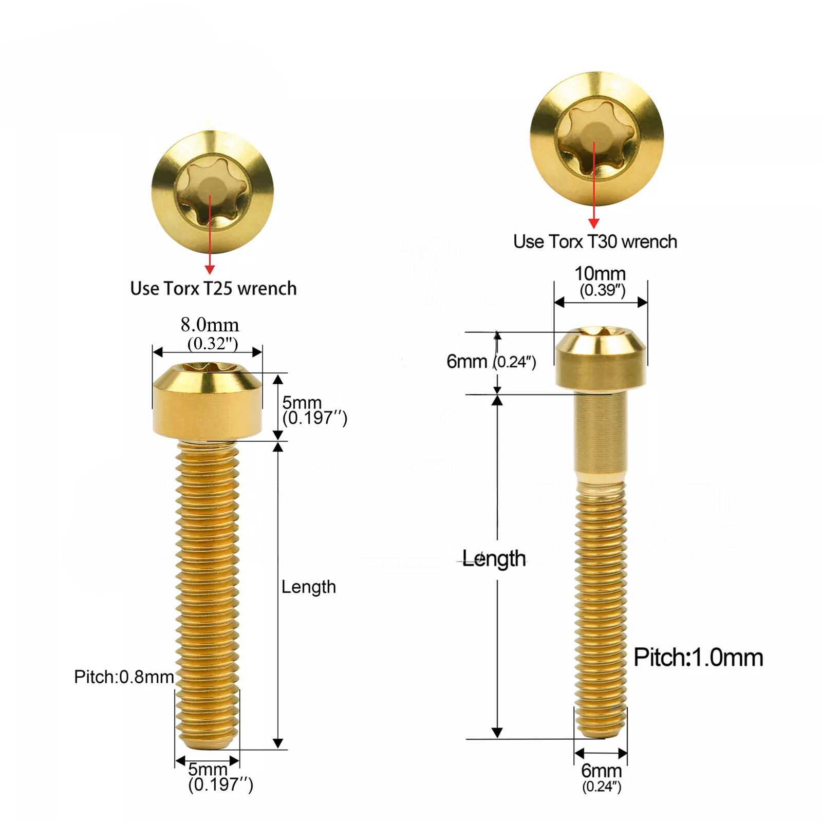 Titanium Bolt M5/M6x10 15 20 25 30 35 40 50 60 70 80mm Chamfered Head Torx Screw