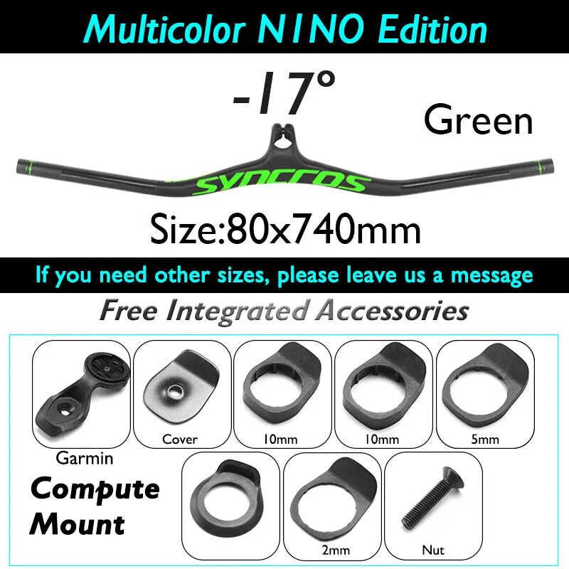 Carbon Integrated MTB Bicycle Handlebar with Stem 60-110mm -8/-17/-25 Degree