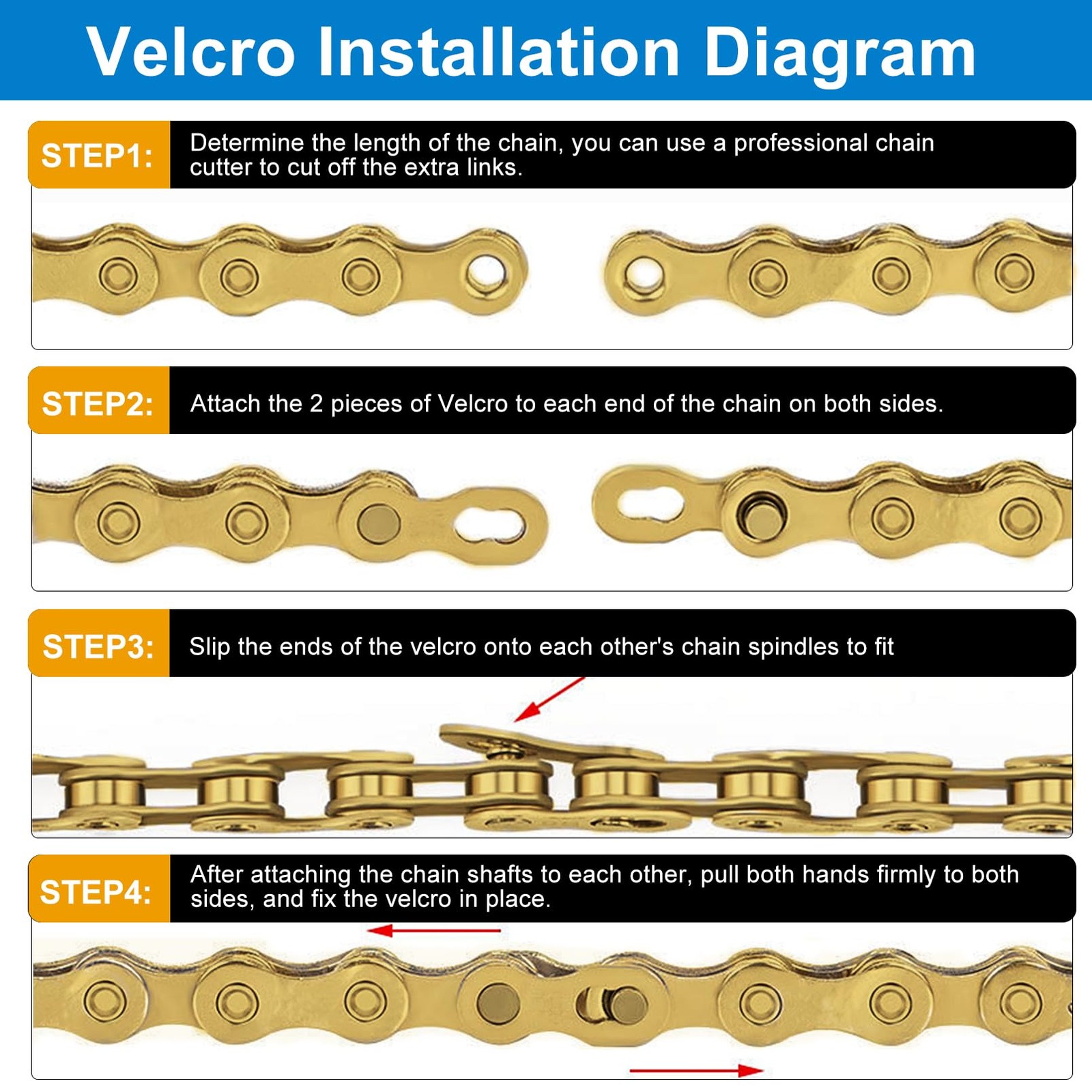 Chain 8 Speed 1/2 x 3/32 116 Links for Road Bike Mountain Bike Gold 8 Speed