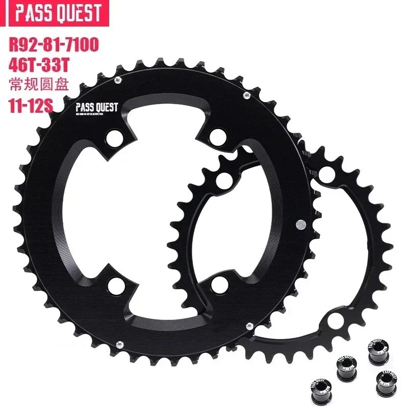 4 Bolts Round Chainwheel 110bcd Aluminum Double Chainring for Shimano 54T-33T
