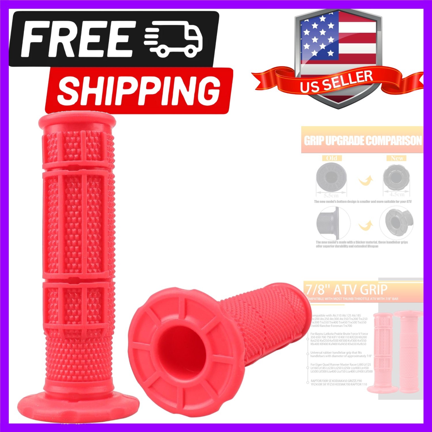 7/8» ATV Grips Upgrade Universal Handlebar Grips Soft Rubber Thumb Throttle …