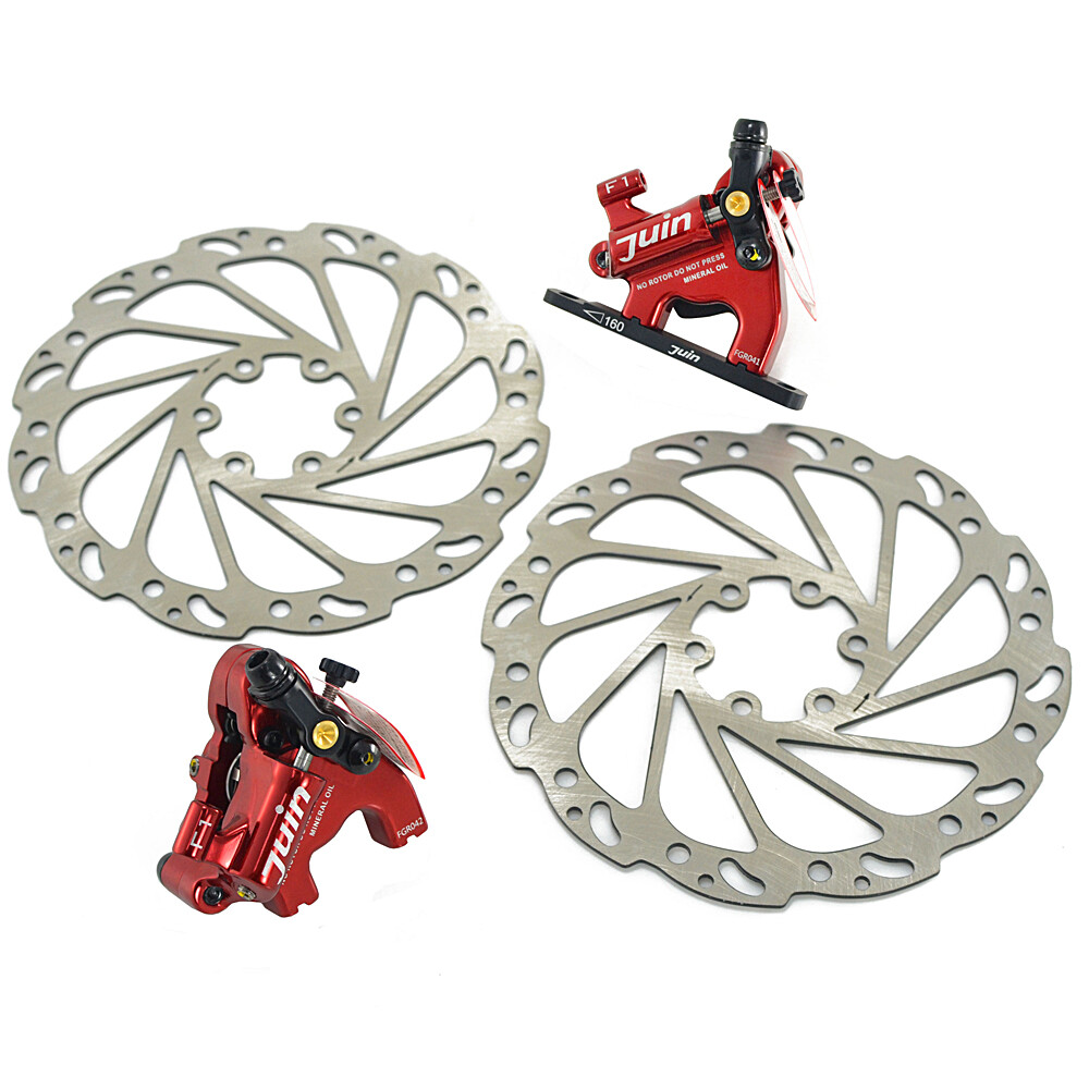 JUIN TECH F1 Hydraulic Flat mount Road CX Disc Brake set 160mm w/ Rotor ,Red