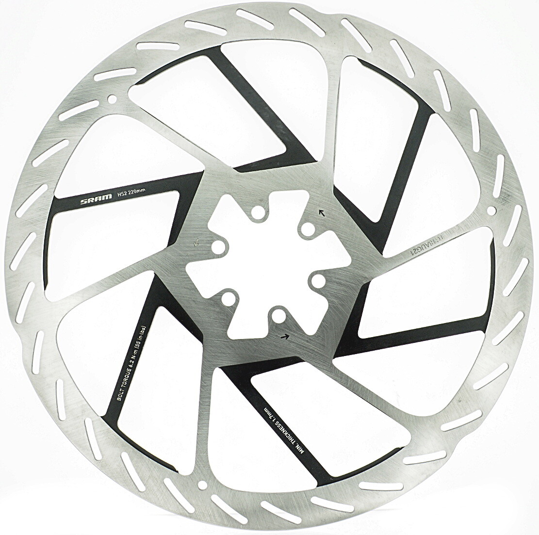 Sram HS2 MTB Disc Brake 6 Bolt Rotor 220mm, New In Box, Rounded Edge