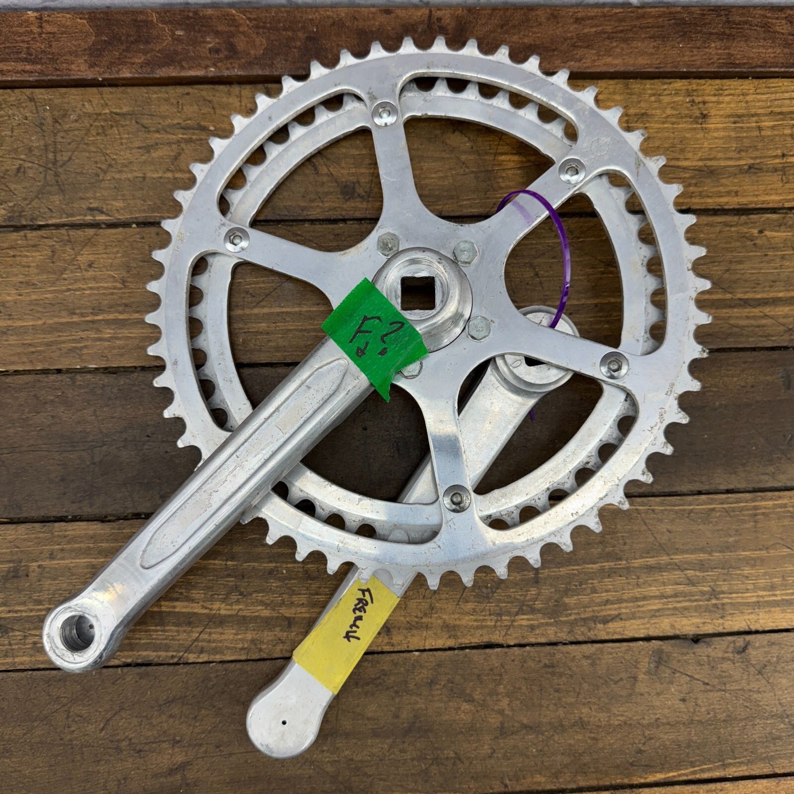 Vintage TA Crank Set 170 mm FRENCH Double 5 Arm 1970s France Eroica 130 BCD