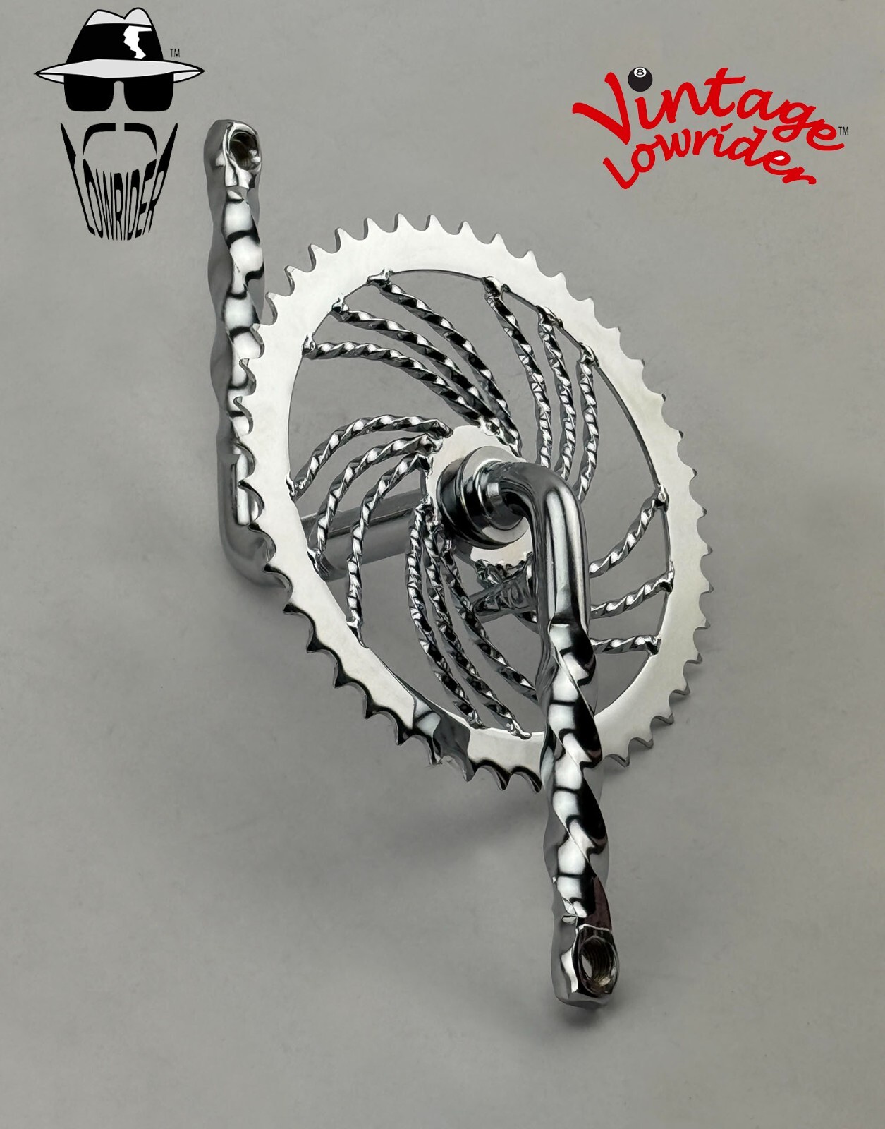 VINTAGE LOWRIDER TWISTED 5 1/2″ CRANK & TWISTED 44T SPROCKET CRUISER BICYCLES.
