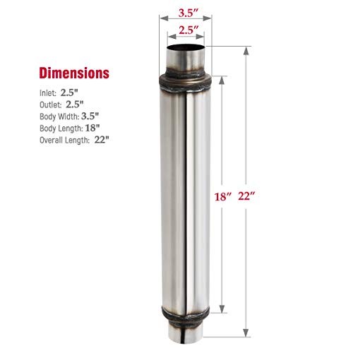 2.5 Inch Inlet Exhaust Muffler 2 1/2″ Resonator Muffler 3.5″ Round 18″ Body