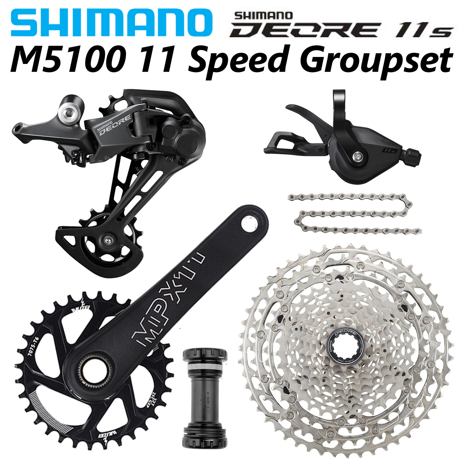 SHIMANO DEORE M5100 1×11 Speed MTB 11-51T Groupset MPX11 CRANKSET 170MM/175MM OE