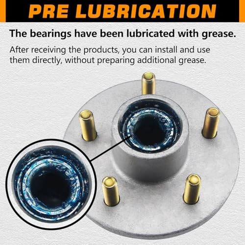 2 Sets Galvanized Trailer Hub Kits 5 on 4.5» for 3500 lbs 1-1/16» to 1-3/8»