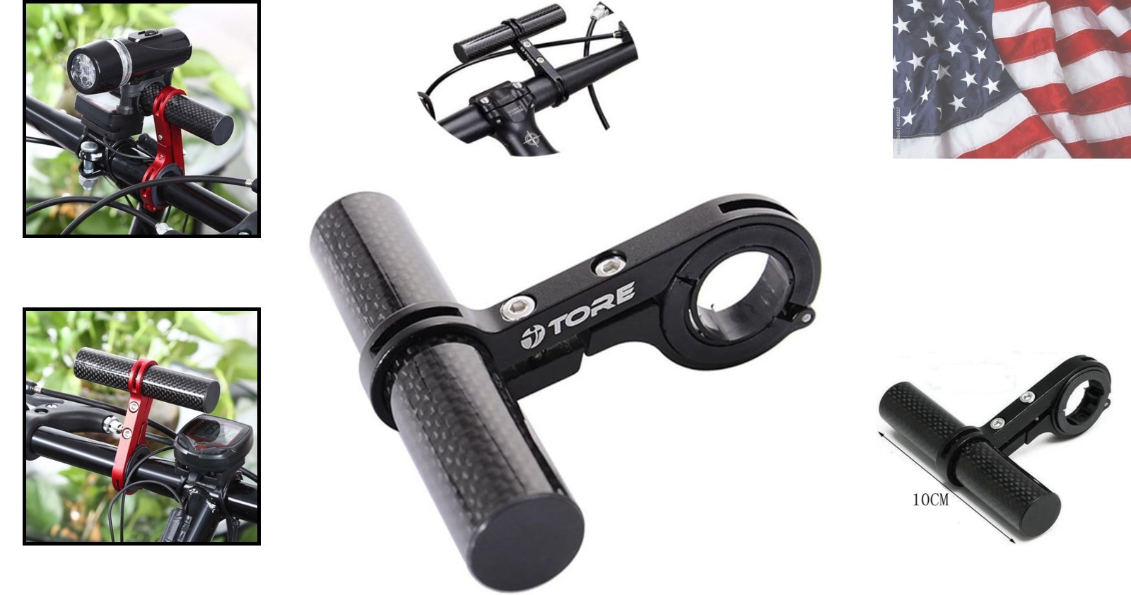 Durable Carbon Fiber Bike Handlebar Extender with Aluminum Clamp – 10cm Length