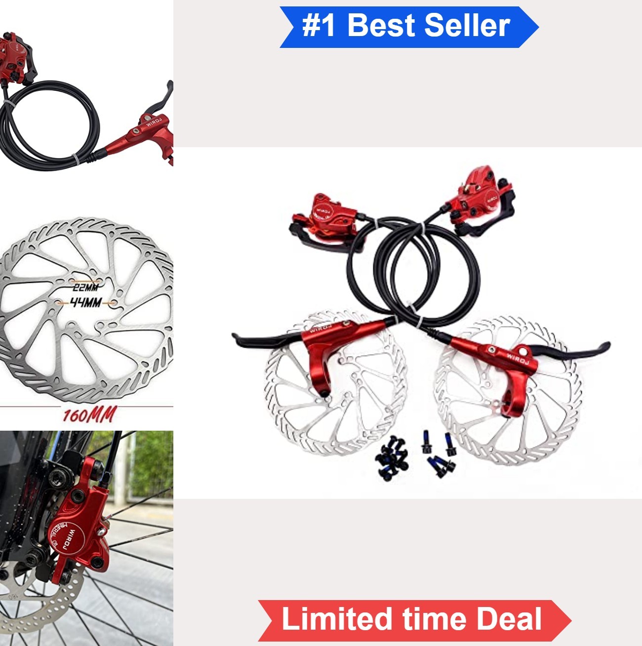 Mountain Bike Hydraulic Disc Brake Set 160mm Rotor Front Rear for MTB E-Bike