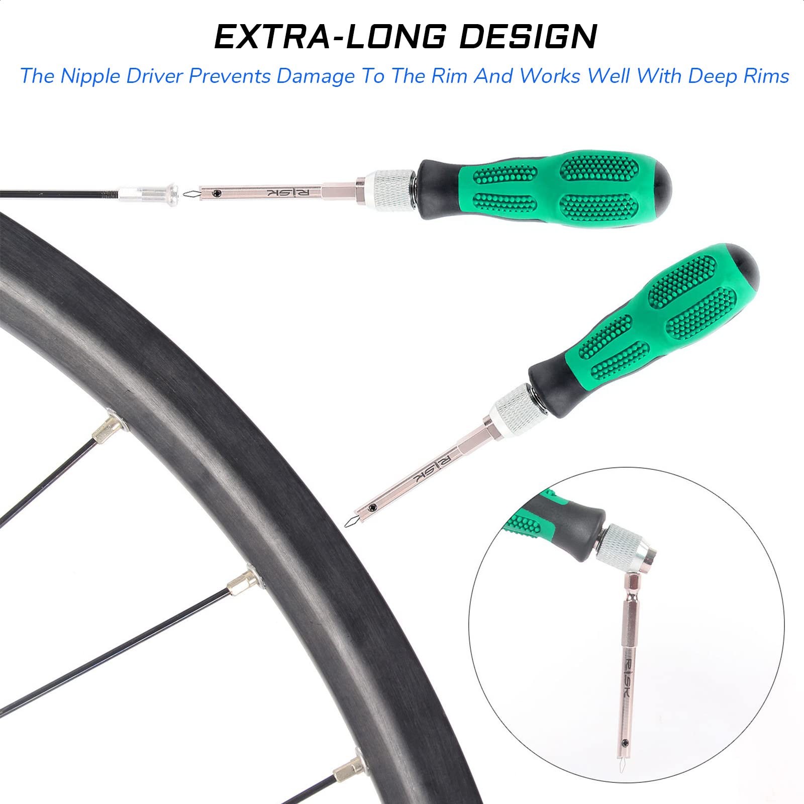 KIEVODE Bike Nipple Driver Tool for Wheel Spoke Lacing and 16*10*1cm, Green