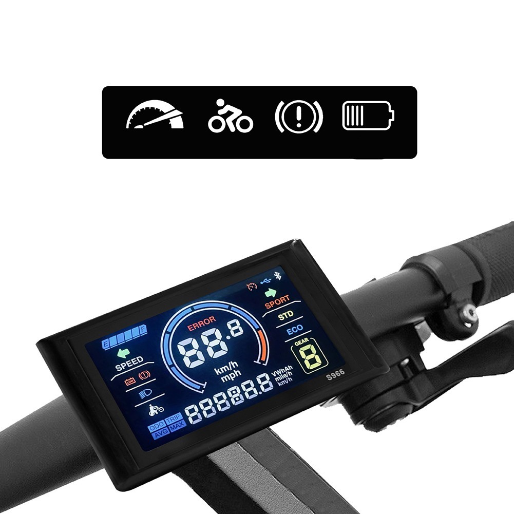 LCDS966 Electric Bike Display with Clear Data Readouts for No for 2 Protocol
