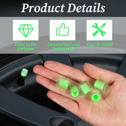 Glow in The Dark Tire Valve Caps, 20 Pcs Upgraded Version Fluorescent Car Tire