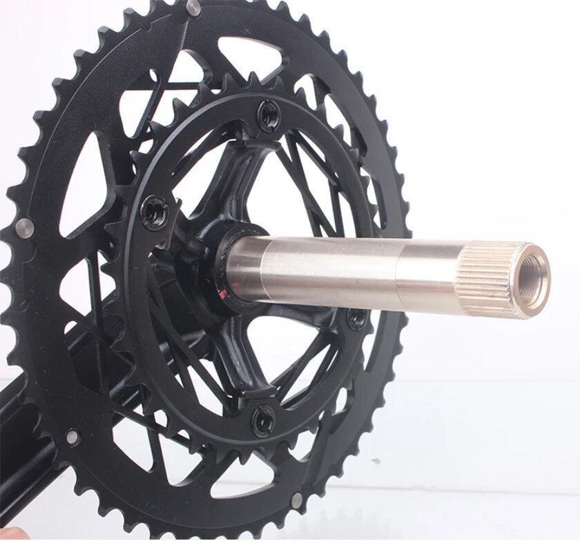 Road Bike Crankset 170MM Hollowtech Crank Arms with Double Round Chainrings BB