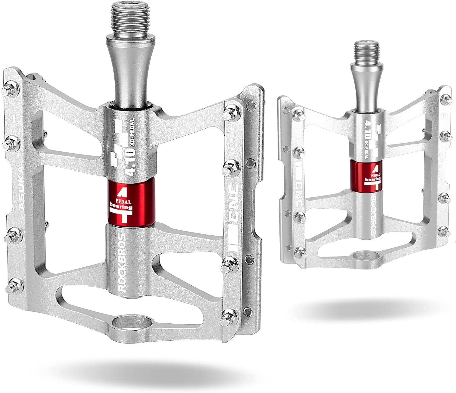 ROCKBROS 4 Bearings MTB Bike Pedals Platform Flat Aluminum Alloy 9/16″